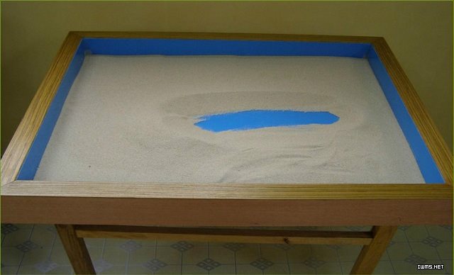 沙是箱庭工具中不可或缺的部分，有了沙才有了天空、陆地、海洋河流之分，整个箱庭世界才算完整。沙在箱庭中发挥了极其重要的作用，沙的介入及对来访者的作用是许多其他心理疗法所无法相比的。